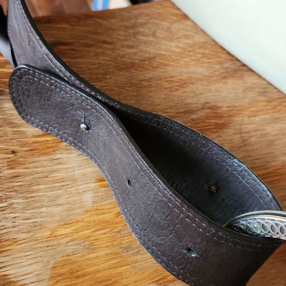 Chicos Silver Metal Wide‎ Brown Belt 36